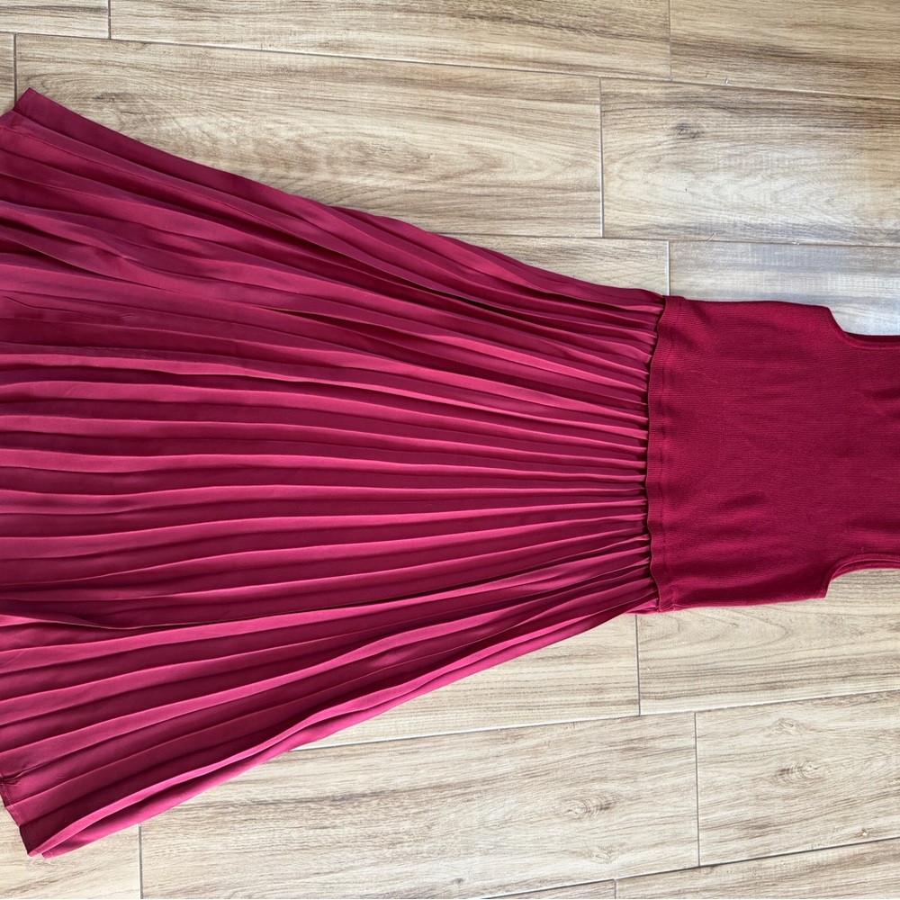 Fortune + Ivy Ines Mixed Media Pleated Dress